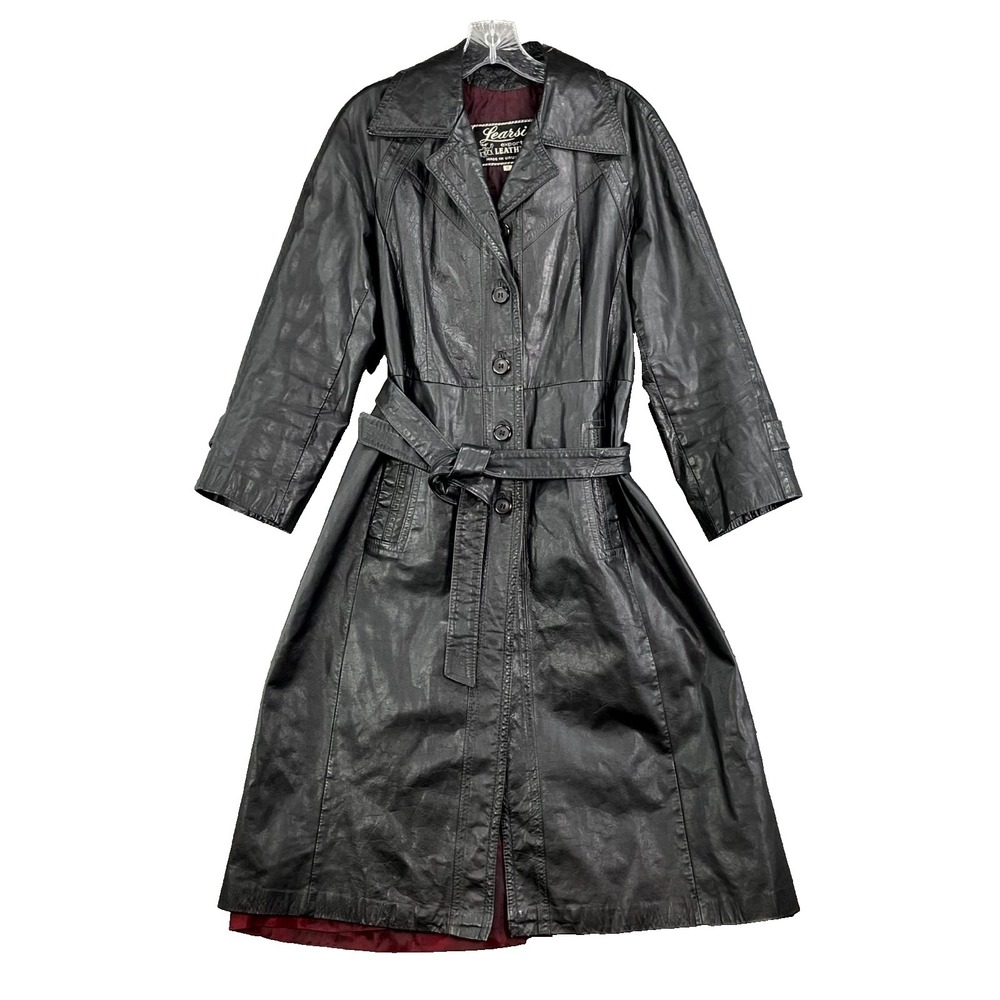 VTG‎ Learsi Export Leather Trench Coat Womens 11 Gothic Grunge Avant-Garde